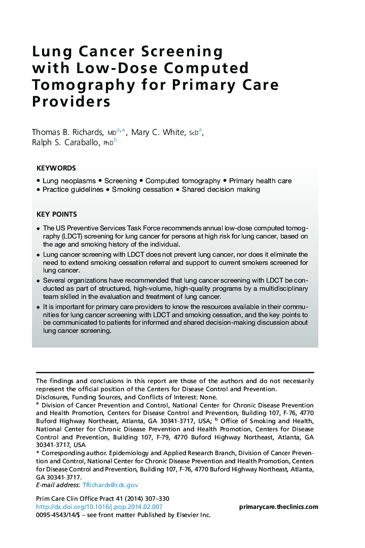 Lung Cancer Screening with Low-Dose Computed Tomography for Primary Care Providers