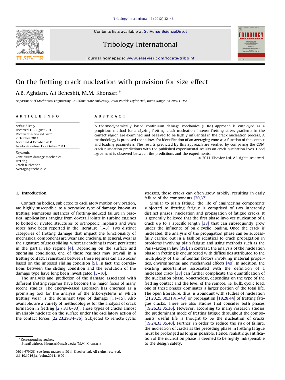 On the fretting crack nucleation with provision for size effect