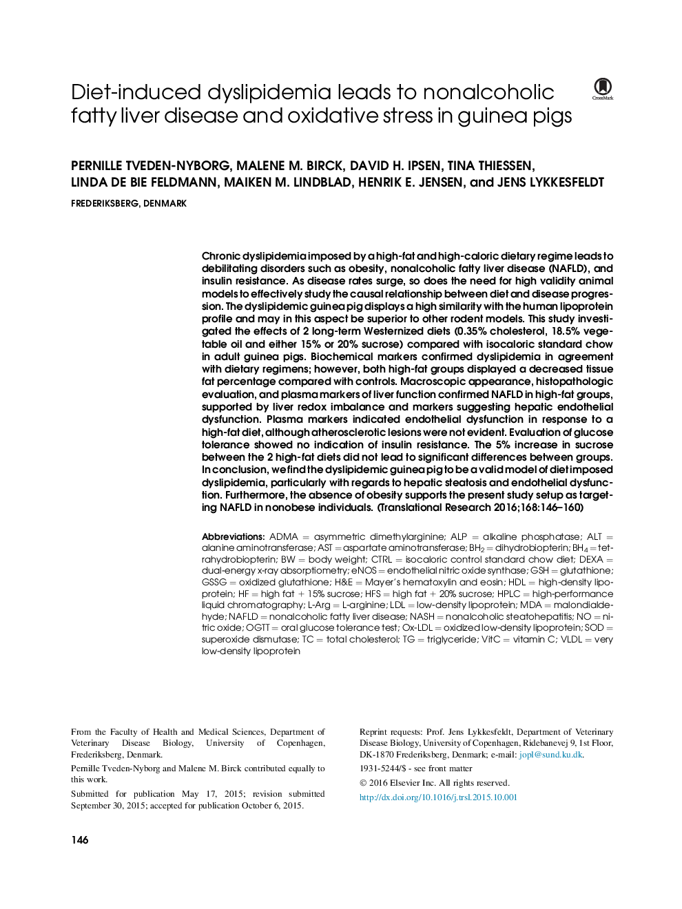 دیس لیپیدمی ناشی از رژیم غذایی منجر به بیماری کبدی چربی غیرمعنوی و استرس اکسیداتیو در خوکچه های دریایی 