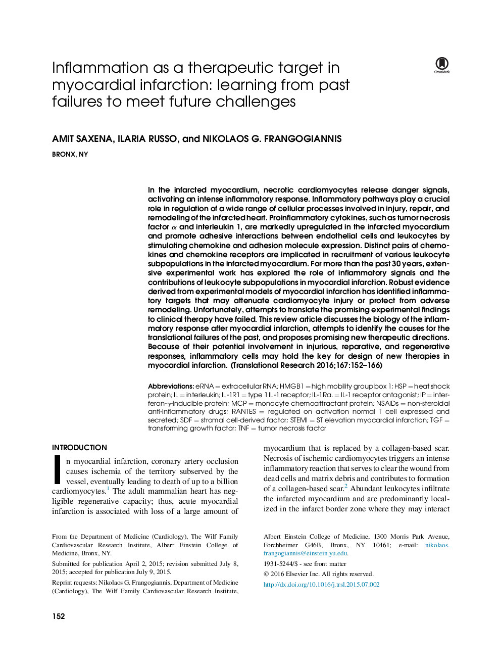 التهاب به عنوان یک هدف درمانی در انفارکتوس میوکارد: یادگیری از شکست های گذشته برای مقابله با چالش های آینده 