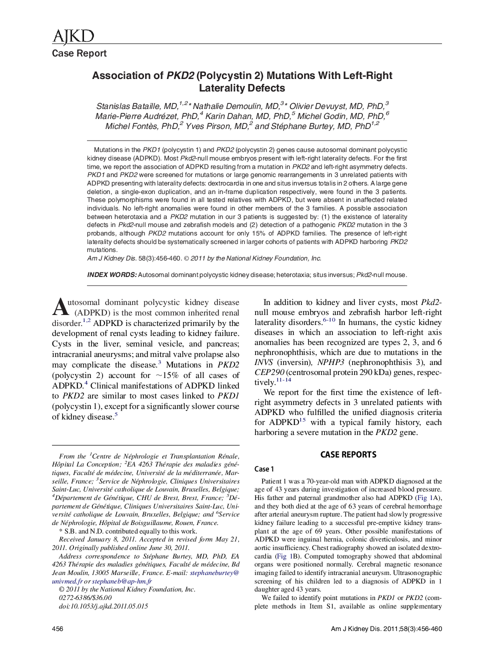 Association of PKD2 (Polycystin 2) Mutations With Left-Right Laterality Defects