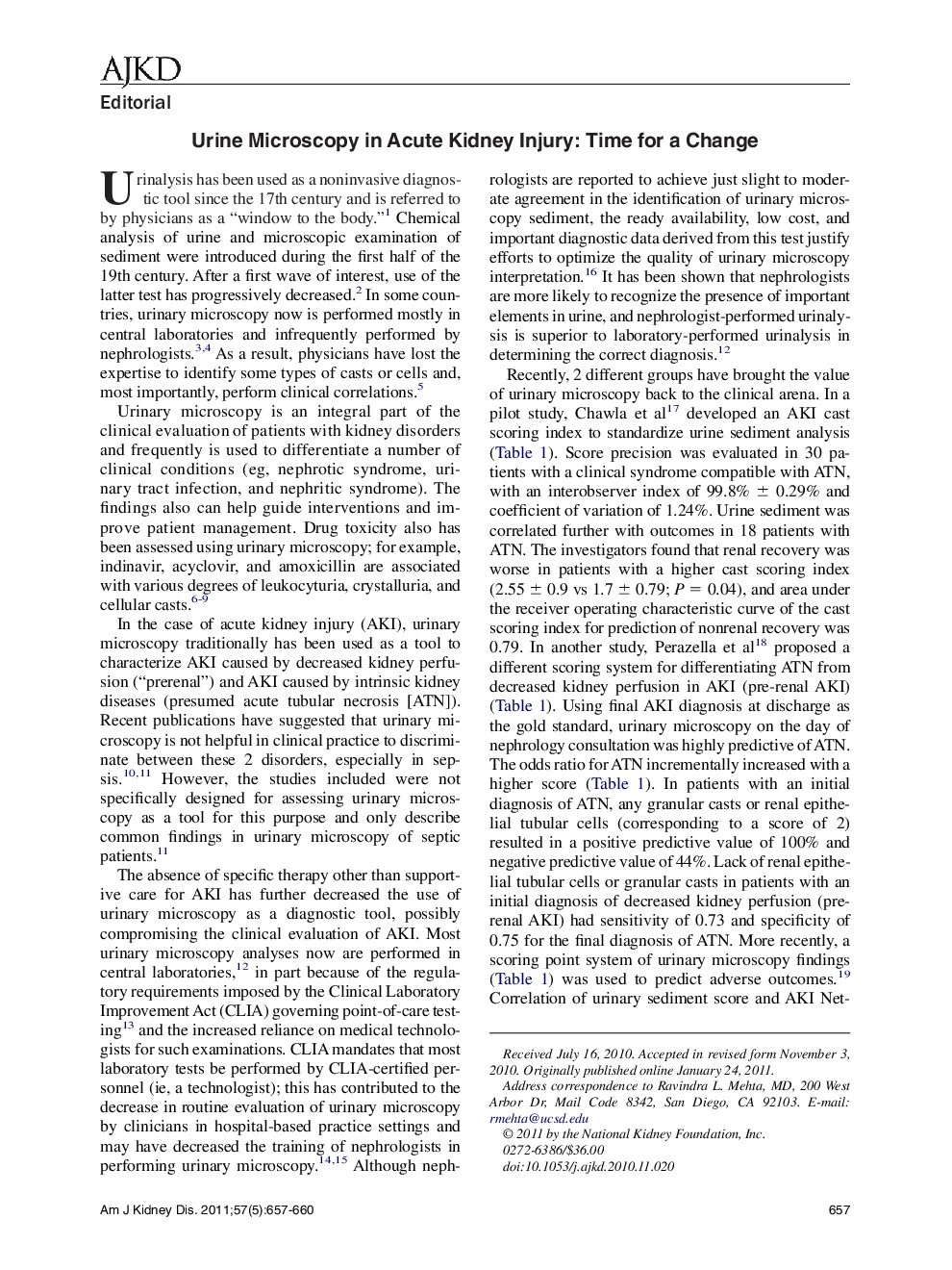 Urine Microscopy in Acute Kidney Injury: Time for a Change