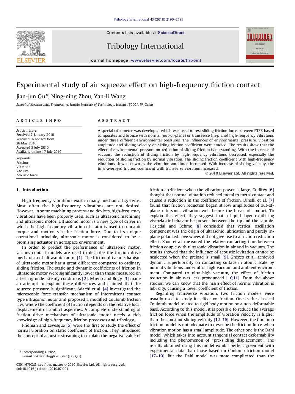 Experimental study of air squeeze effect on high-frequency friction contact