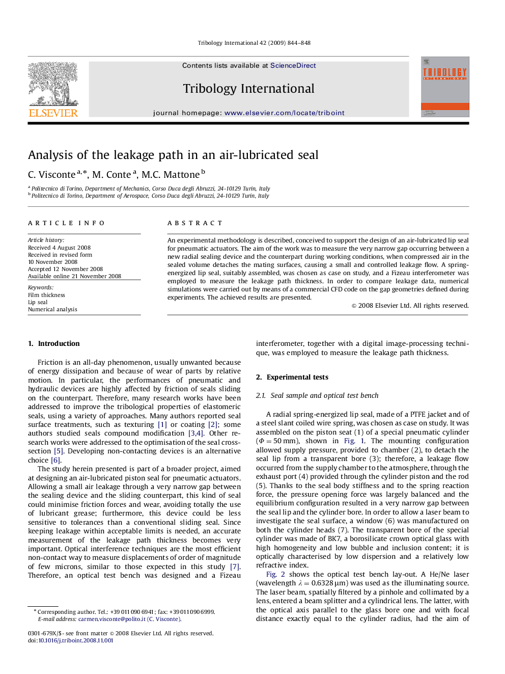 Analysis of the leakage path in an air-lubricated seal