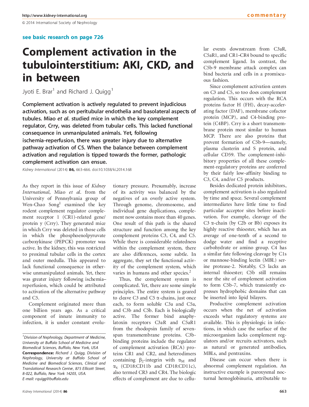 Complement activation in the tubulointerstitium: AKI, CKD, and in between