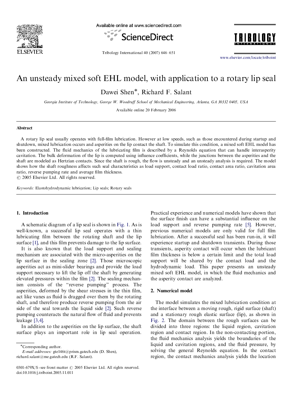 An unsteady mixed soft EHL model, with application to a rotary lip seal