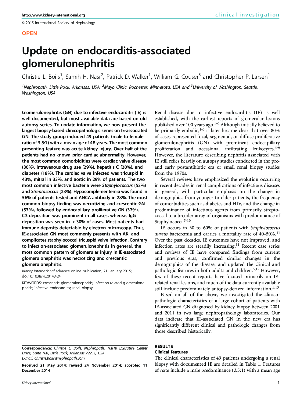 Update on endocarditis-associated glomerulonephritis