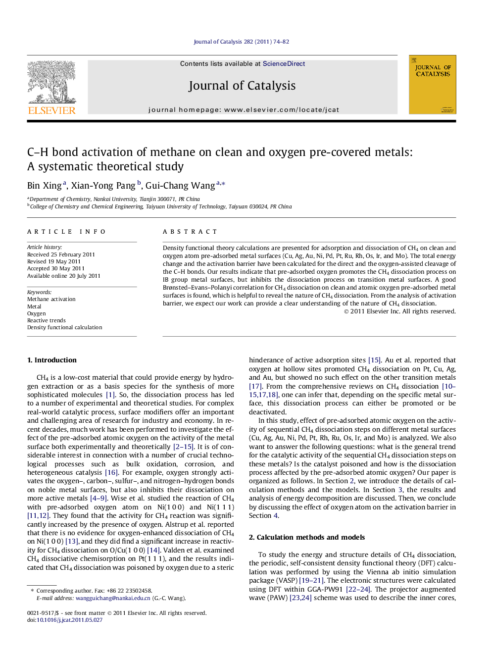 C–H bond activation of methane on clean and oxygen pre-covered metals: A systematic theoretical study