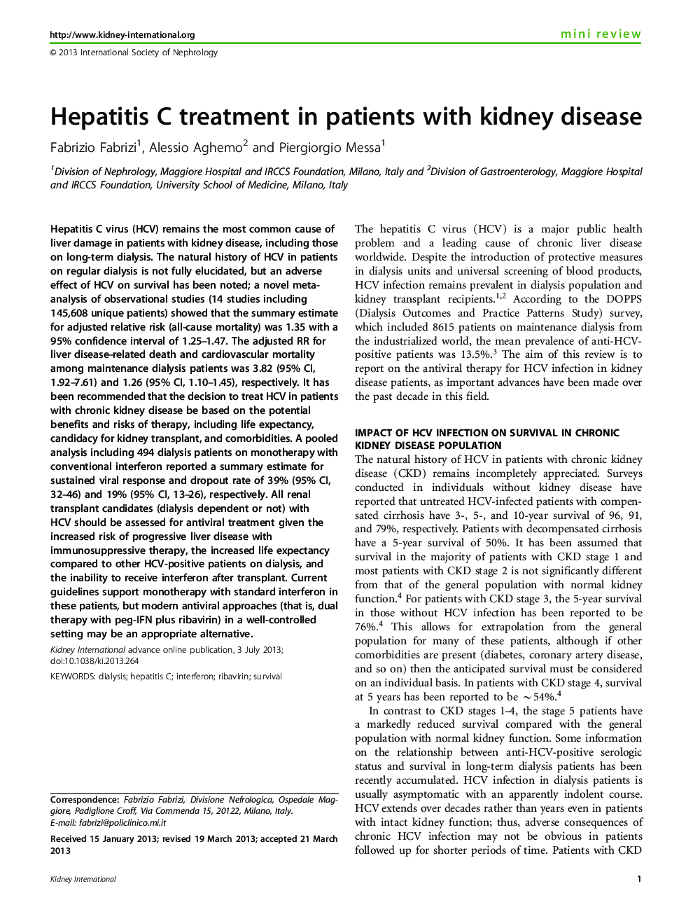 Hepatitis C treatment in patients with kidney disease