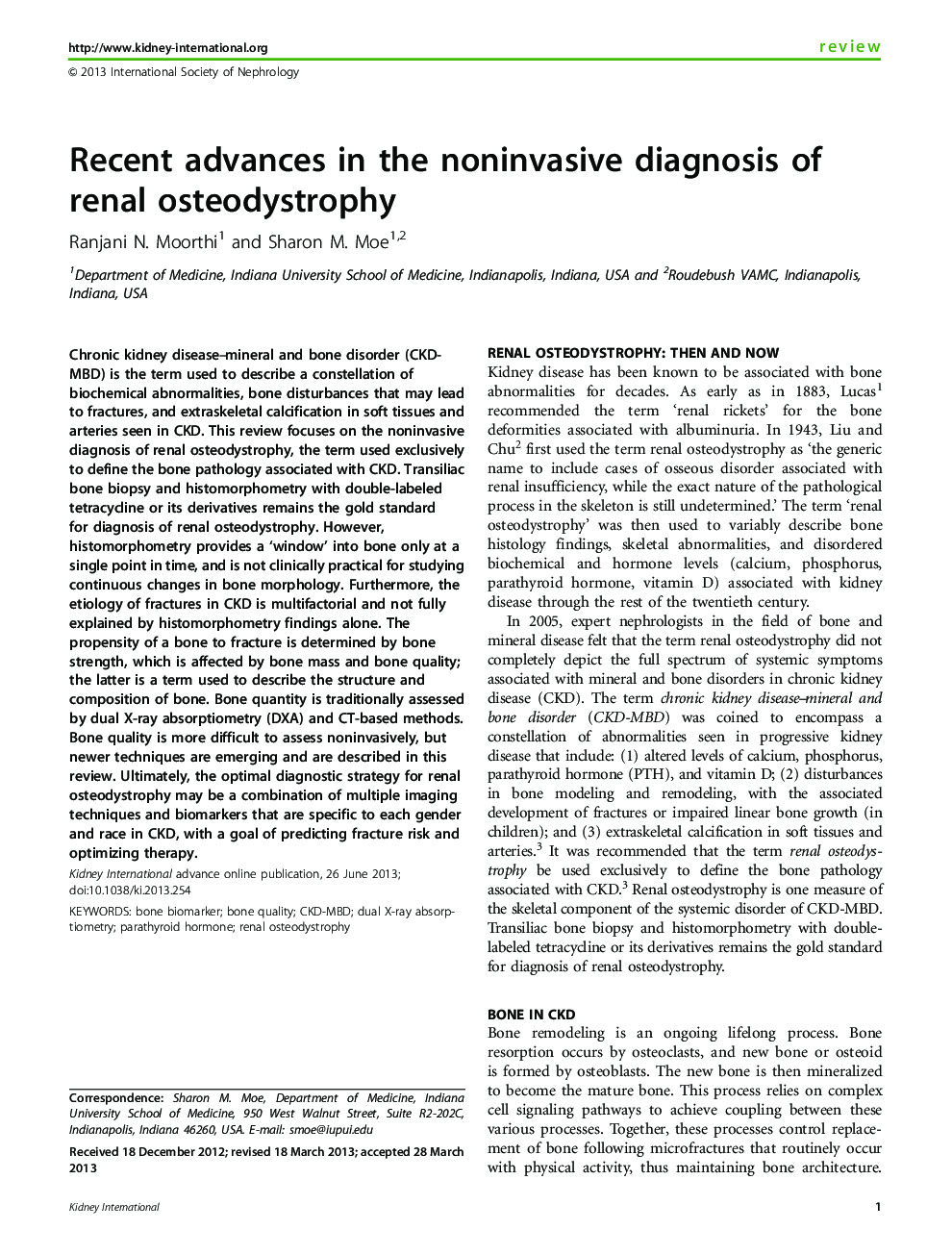 Recent advances in the noninvasive diagnosis of renal osteodystrophy