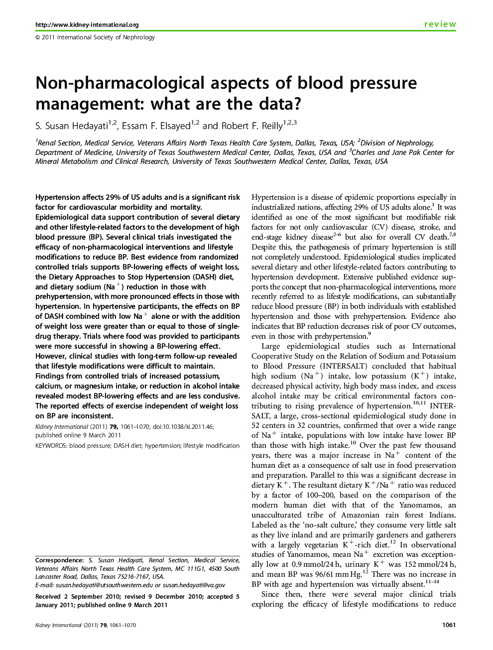 Non-pharmacological aspects of blood pressure management: what are the data?