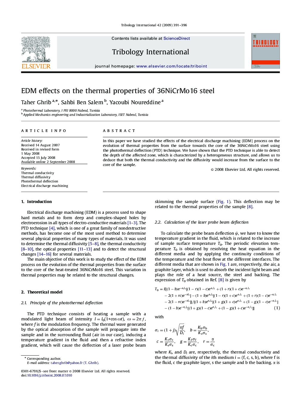 EDM effects on the thermal properties of 36NiCrMo16 steel