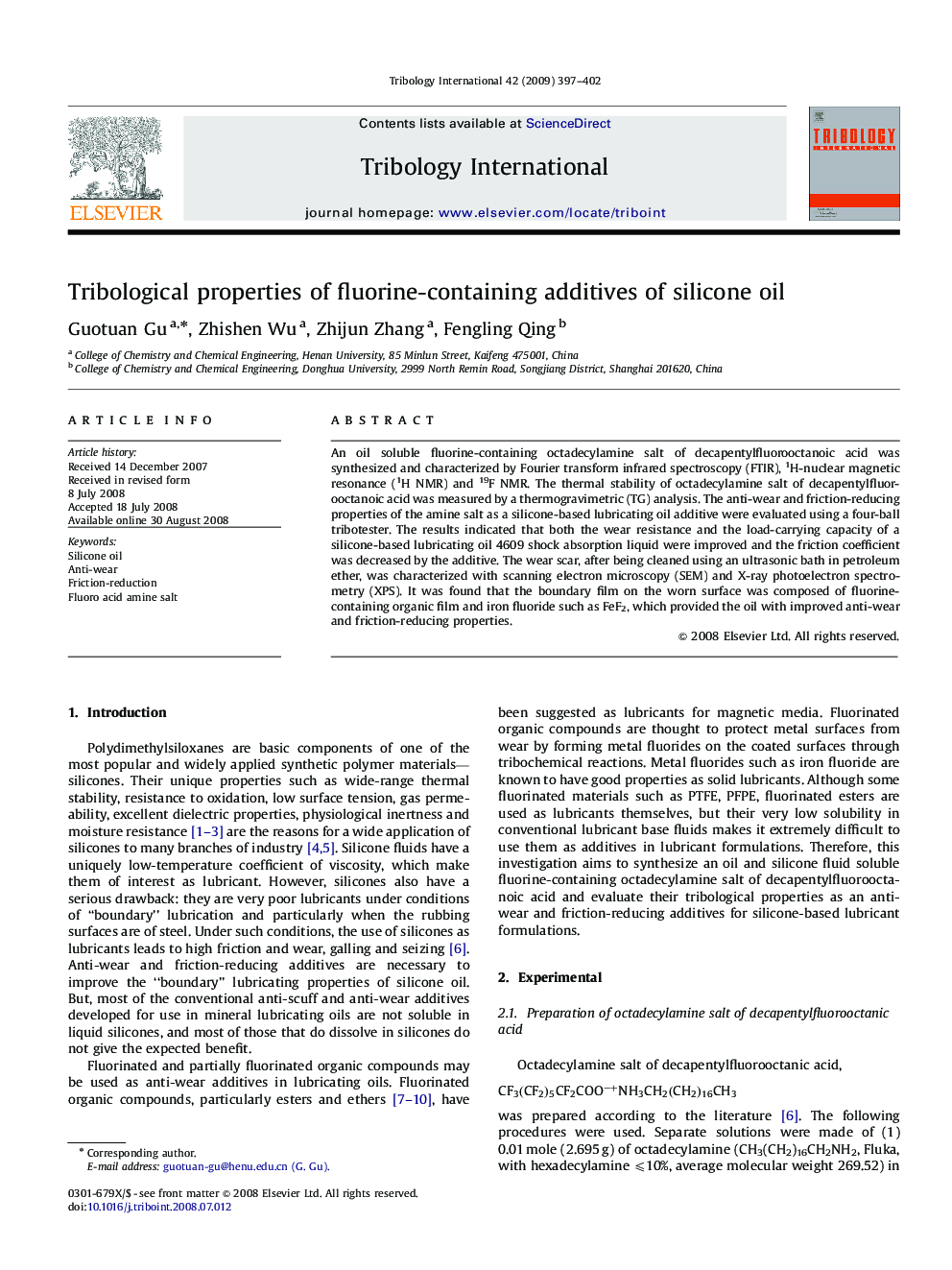 Tribological properties of fluorine-containing additives of silicone oil