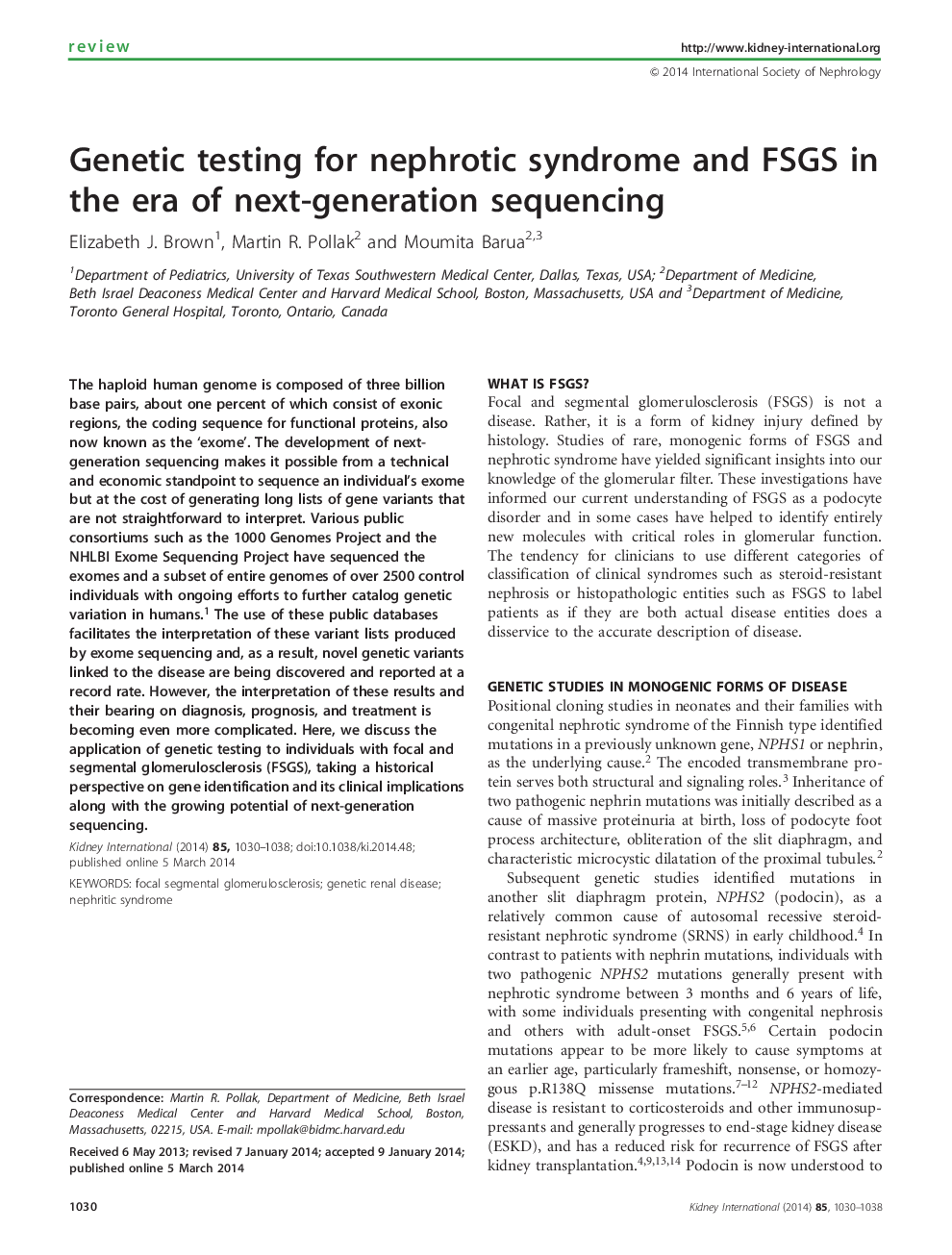Genetic testing for nephrotic syndrome and FSGS in the era of next-generation sequencing