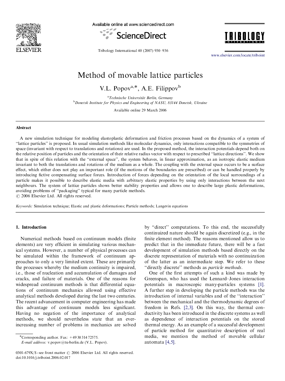 Method of movable lattice particles