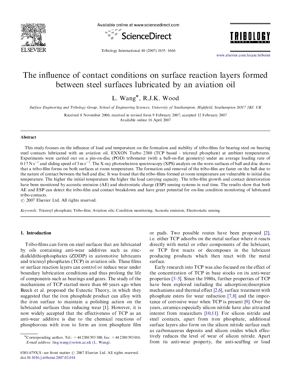 The influence of contact conditions on surface reaction layers formed between steel surfaces lubricated by an aviation oil