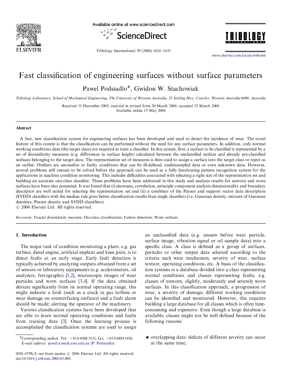 Fast classification of engineering surfaces without surface parameters