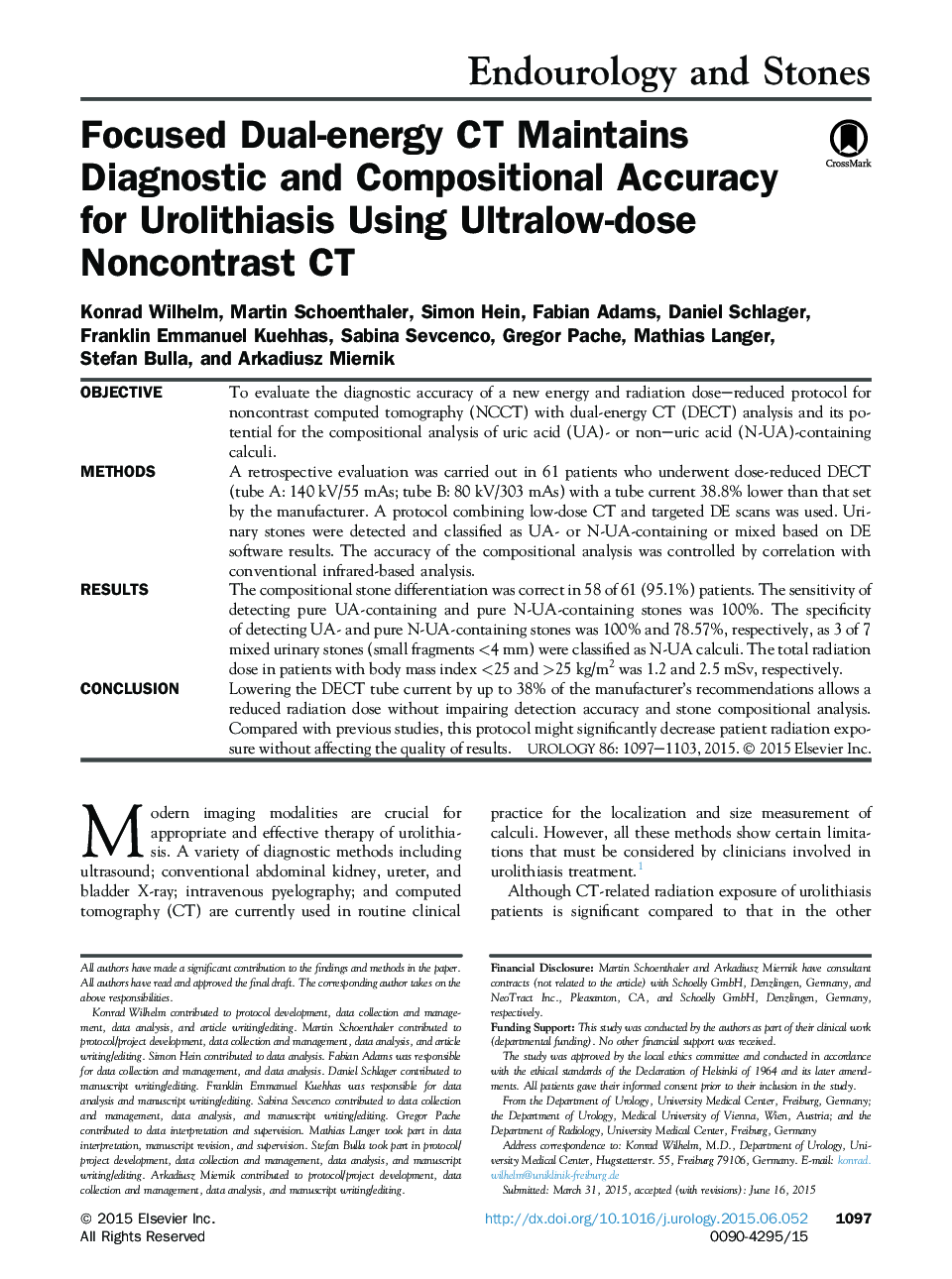 Focused Dual-energy CT Maintains Diagnostic and Compositional Accuracy for Urolithiasis Using Ultralow-dose Noncontrast CT