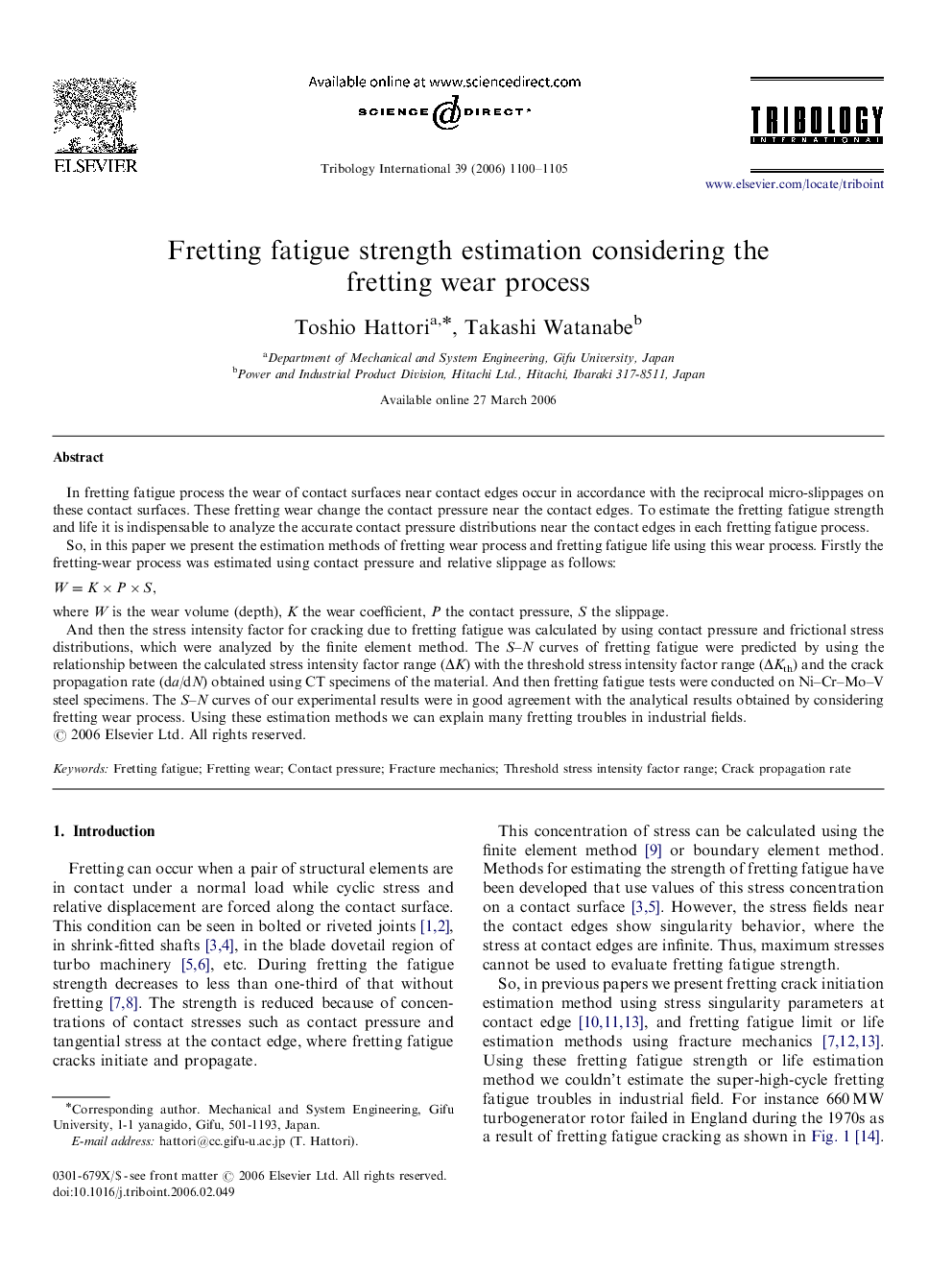 Fretting fatigue strength estimation considering the fretting wear process