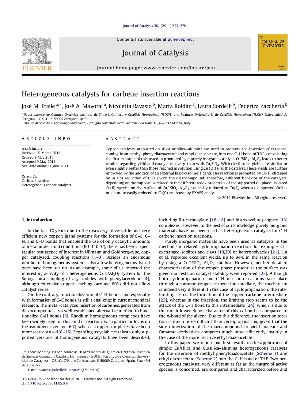 Heterogeneous catalysts for carbene insertion reactions