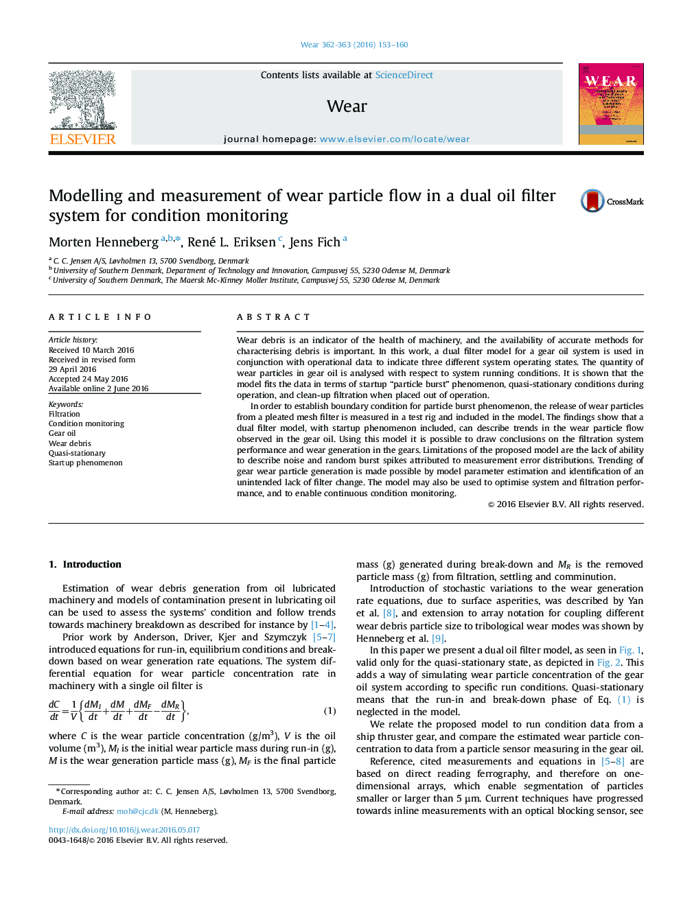 Modelling and measurement of wear particle flow in a dual oil filter system for condition monitoring