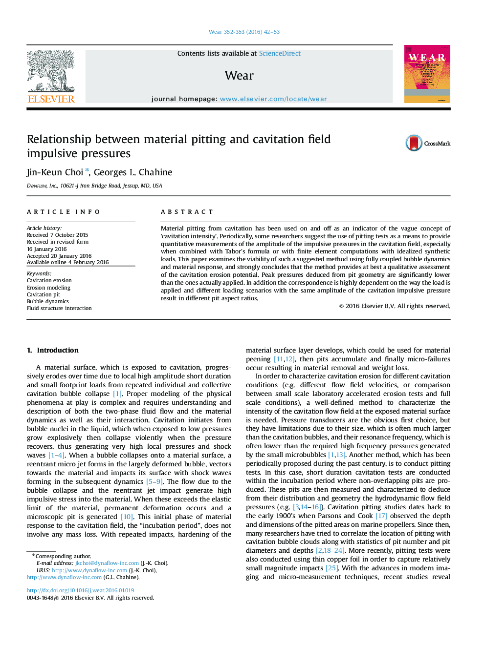 Relationship between material pitting and cavitation field impulsive pressures