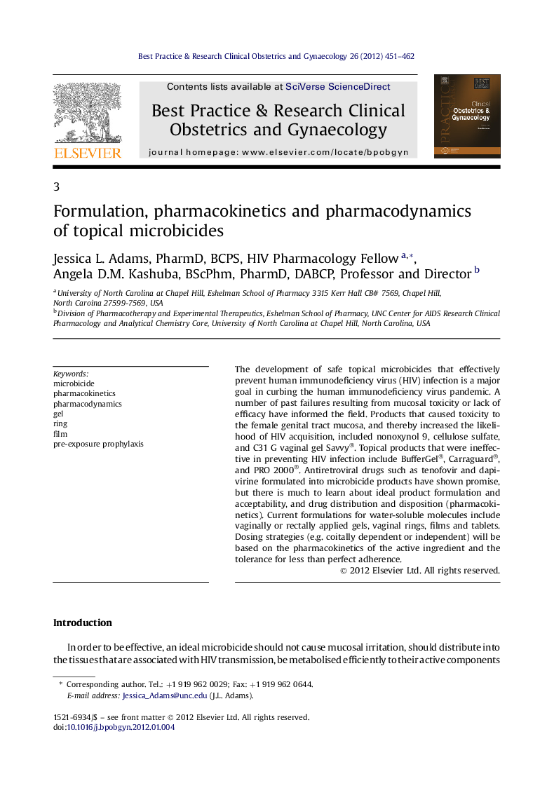 Formulation, pharmacokinetics and pharmacodynamics of topical microbicides