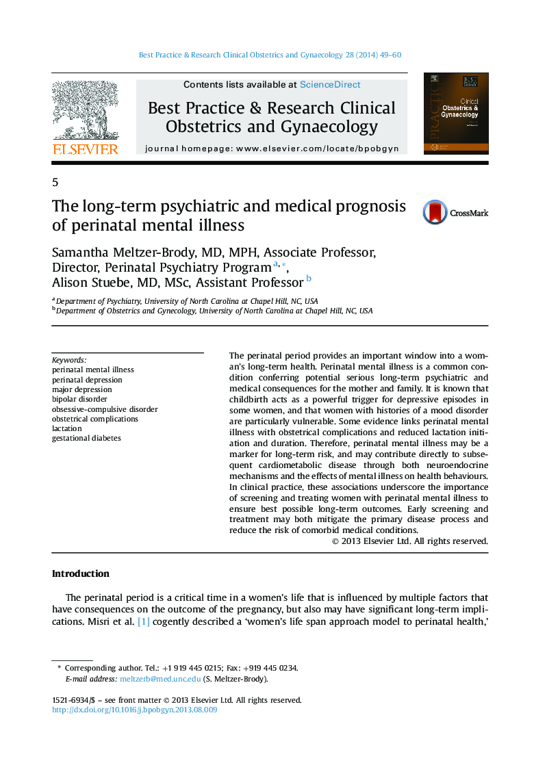 5The long-term psychiatric and medical prognosis of perinatal mental illness