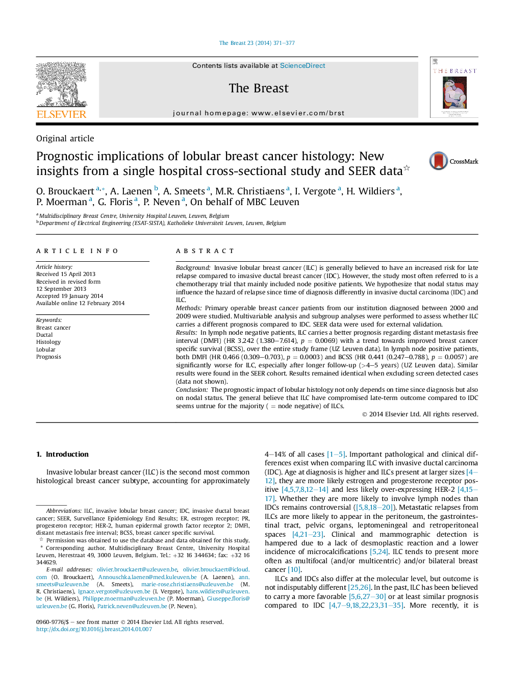 Prognostic implications of lobular breast cancer histology: New insights from a single hospital cross-sectional study and SEER data