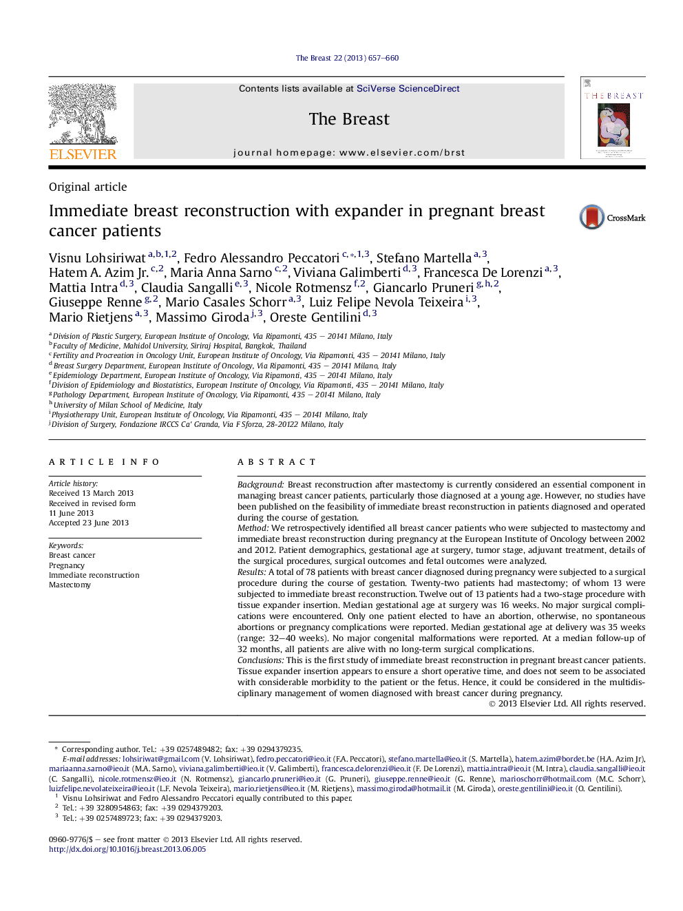 Immediate breast reconstruction with expander in pregnant breast cancer patients