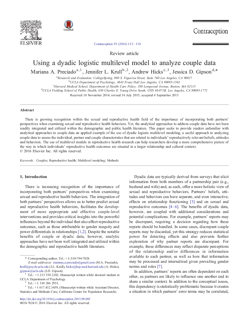 Using a dyadic logistic multilevel model to analyze couple data