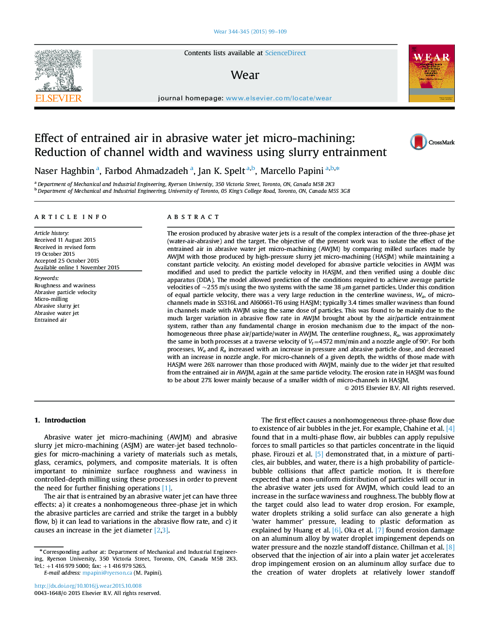 Effect of entrained air in abrasive water jet micro-machining: Reduction of channel width and waviness using slurry entrainment