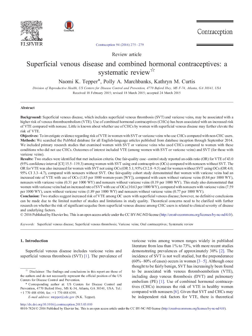 Superficial venous disease and combined hormonal contraceptives: a systematic review