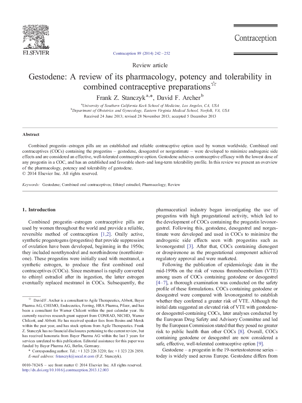 Gestodene: A review of its pharmacology, potency and tolerability in combined contraceptive preparations