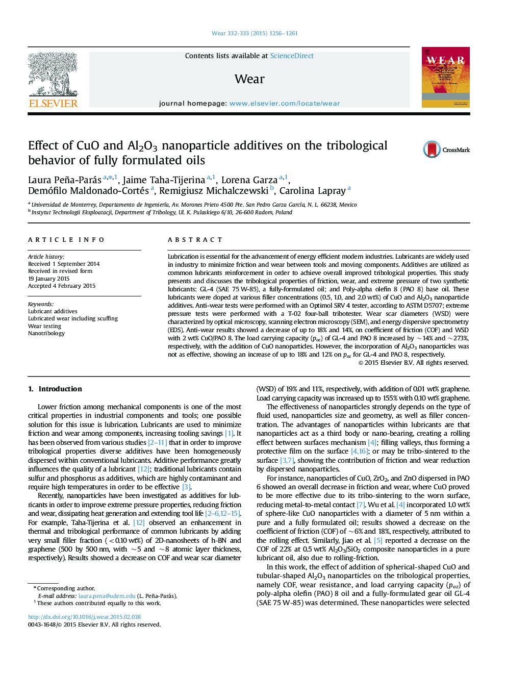 Effect of CuO and Al2O3 nanoparticle additives on the tribological behavior of fully formulated oils