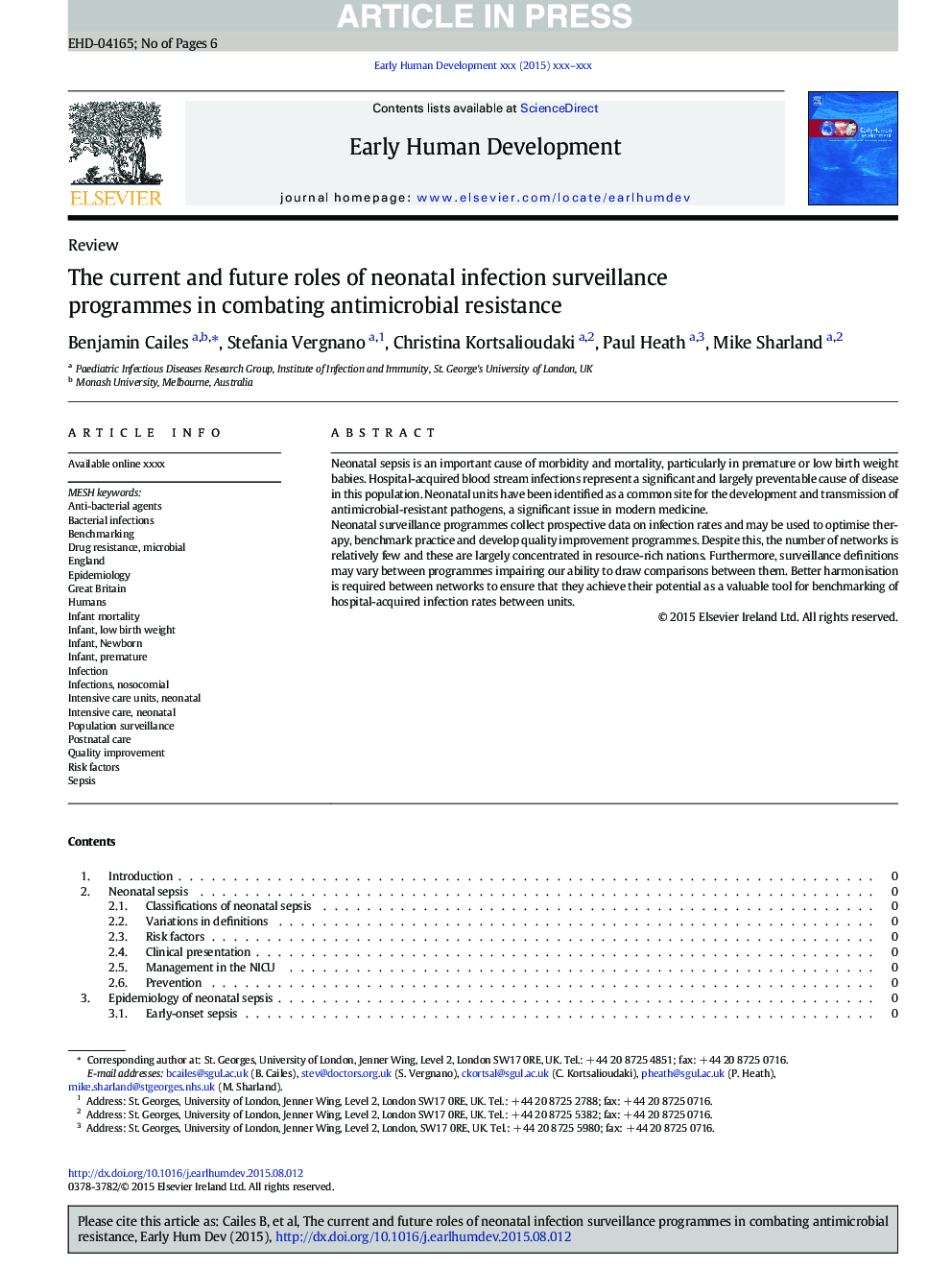 The current and future roles of neonatal infection surveillance programmes in combating antimicrobial resistance