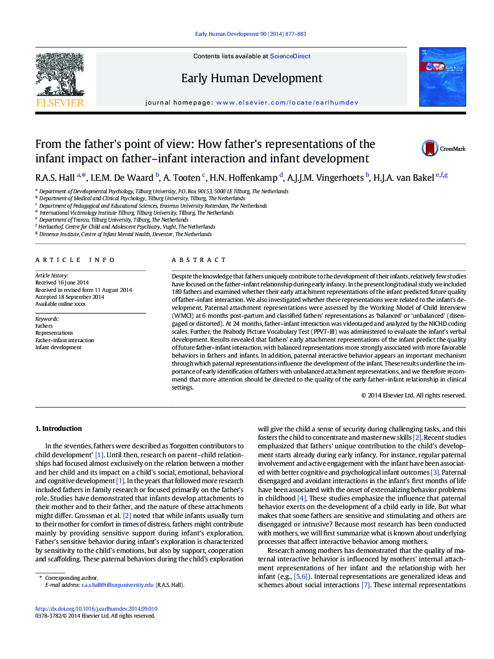 From the father's point of view: How father's representations of the infant impact on father-infant interaction and infant development