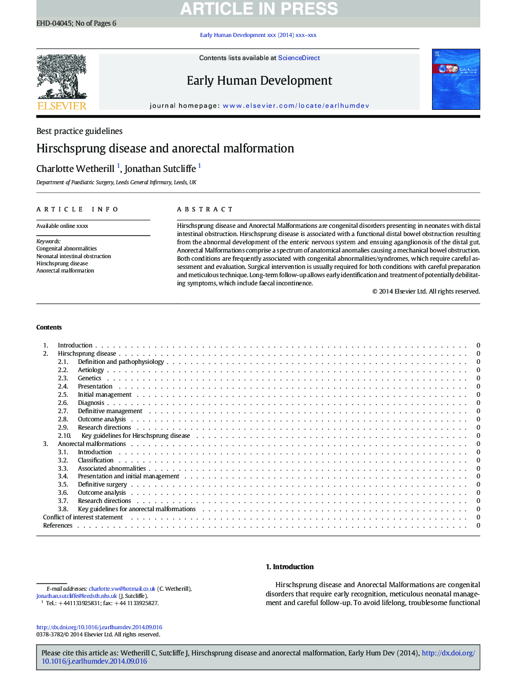 Hirschsprung disease and anorectal malformation