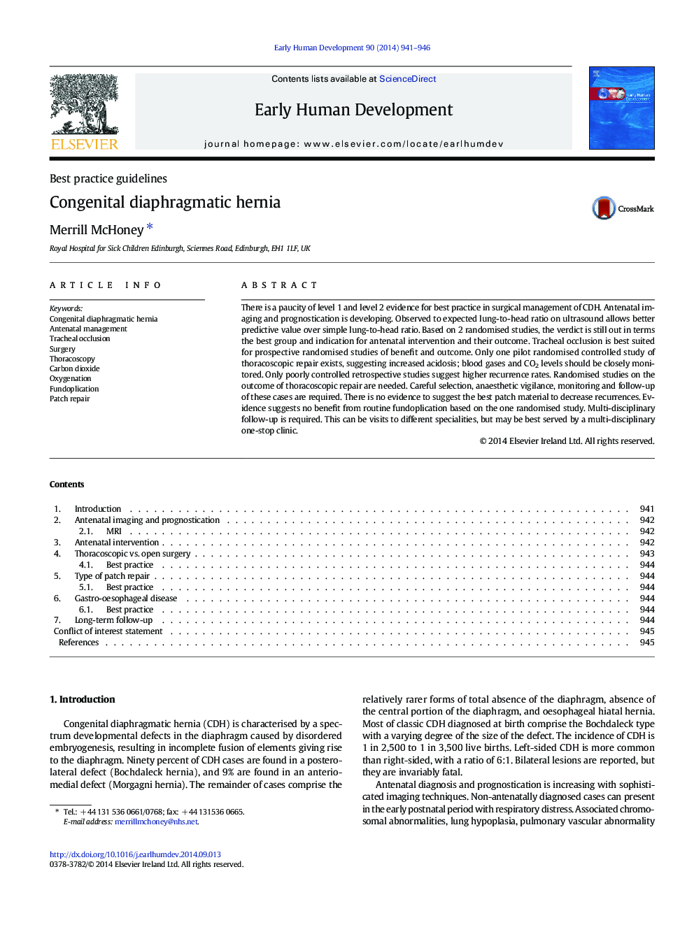 Congenital diaphragmatic hernia