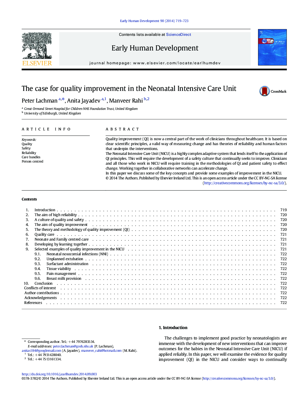 The case for quality improvement in the Neonatal Intensive Care Unit