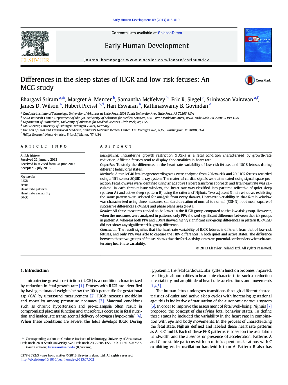 Differences in the sleep states of IUGR and low-risk fetuses: An MCG study