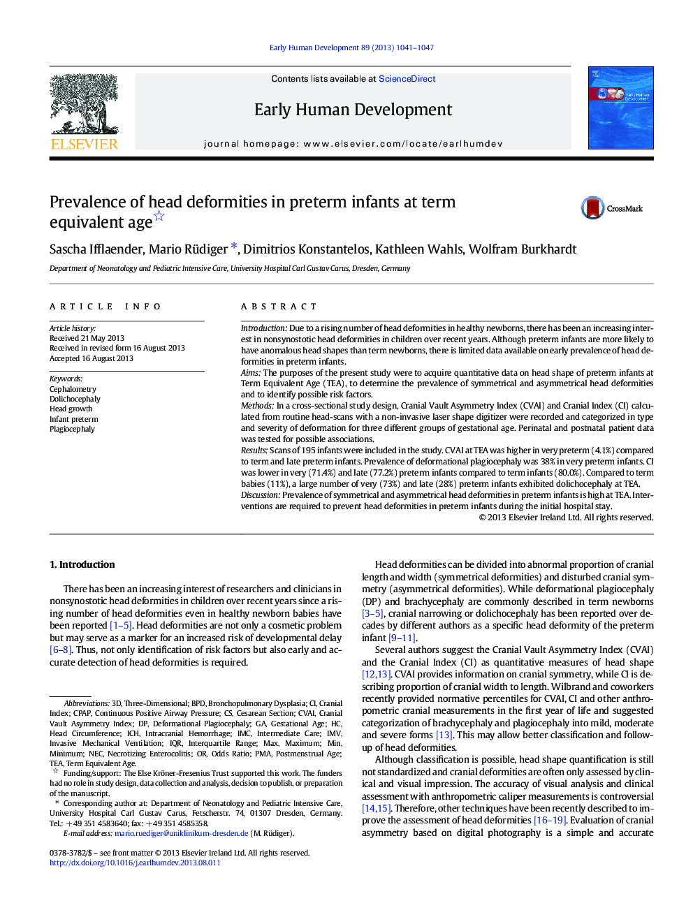 Prevalence of head deformities in preterm infants at term equivalent age