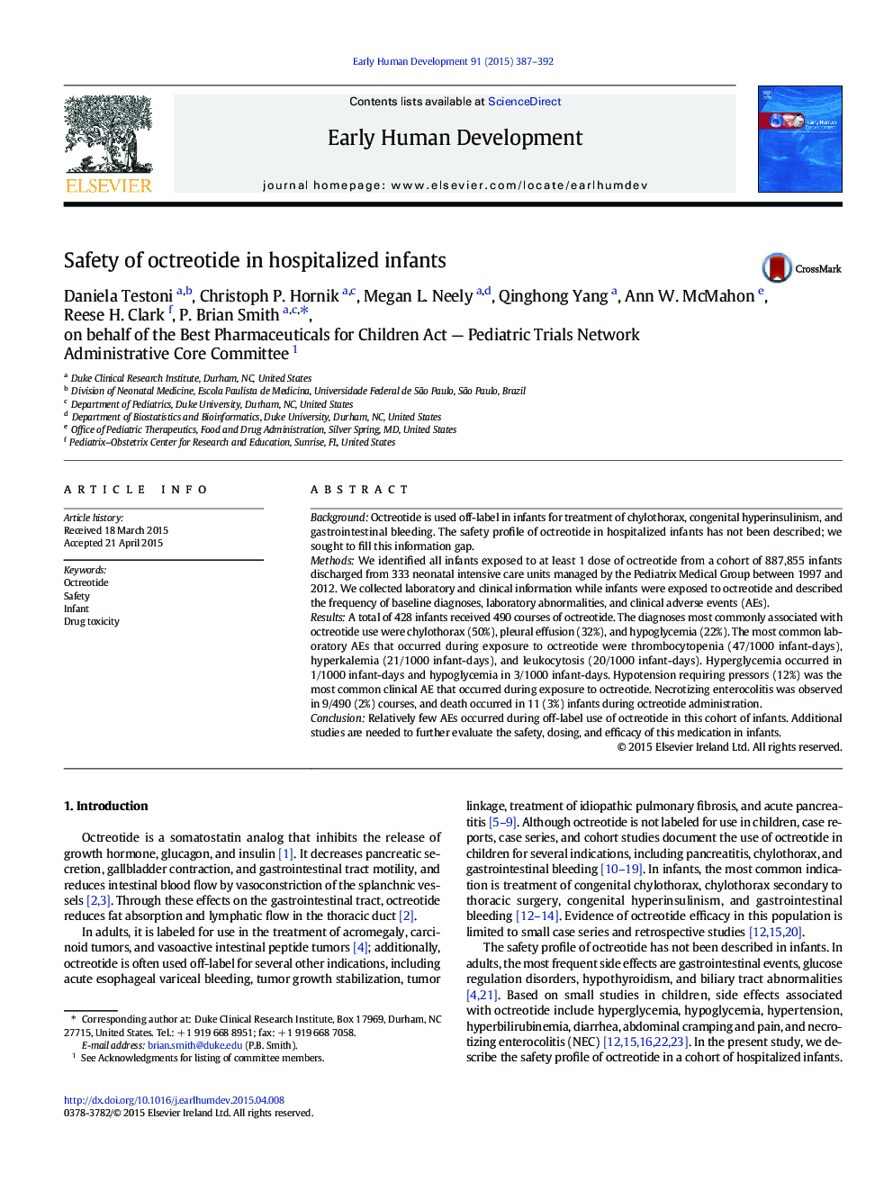 Safety of octreotide in hospitalized infants