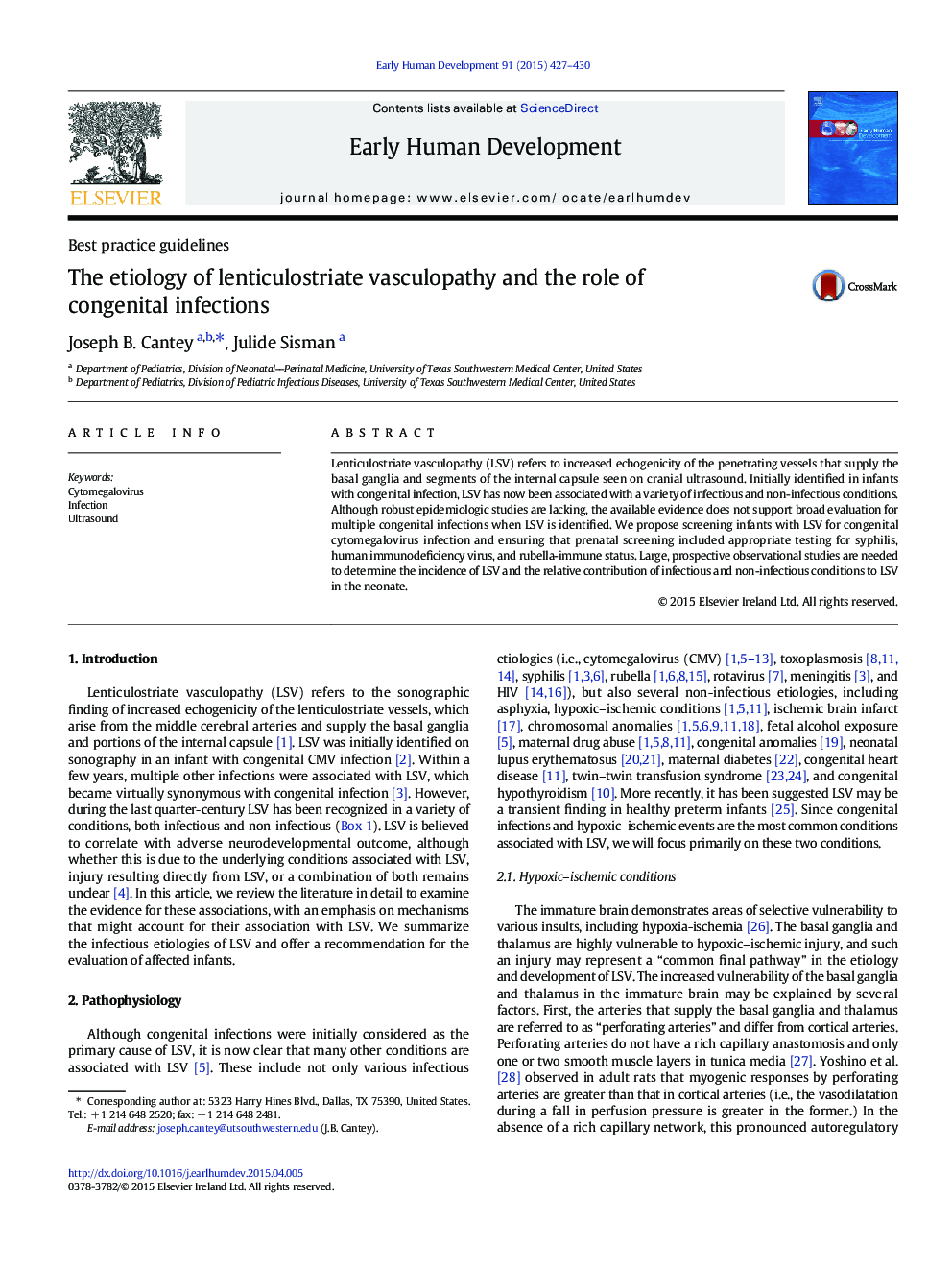 The etiology of lenticulostriate vasculopathy and the role of congenital infections