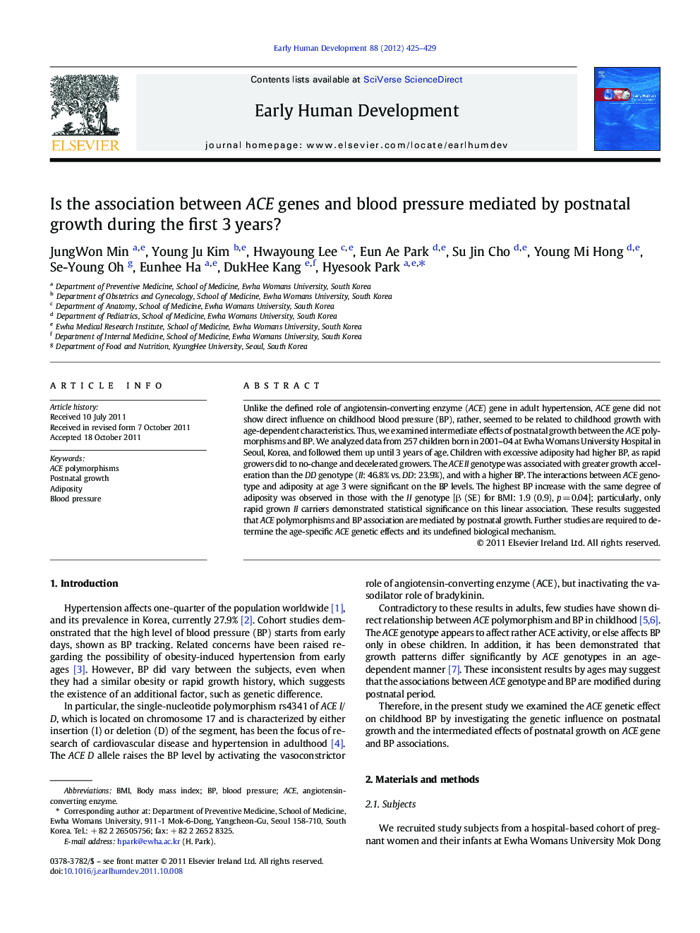 Is the association between ACE genes and blood pressure mediated by postnatal growth during the first 3Â years?