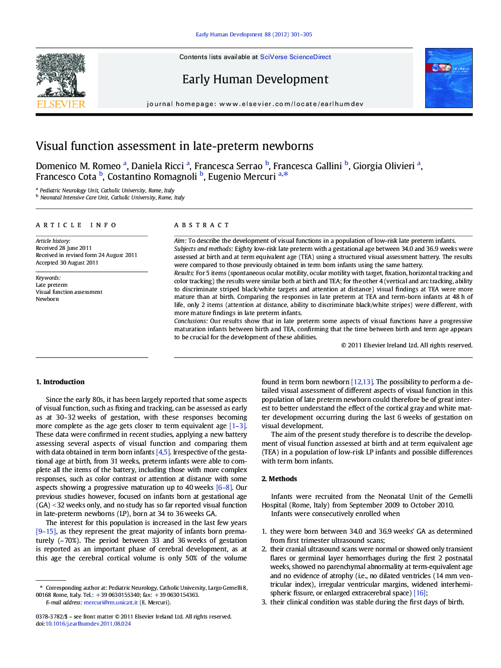 Visual function assessment in late-preterm newborns