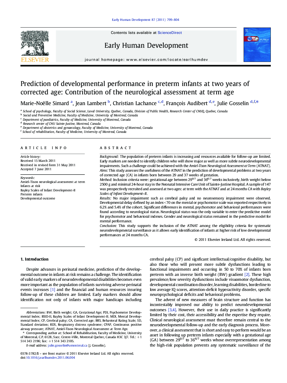 Prediction of developmental performance in preterm infants at two years of corrected age: Contribution of the neurological assessment at term age