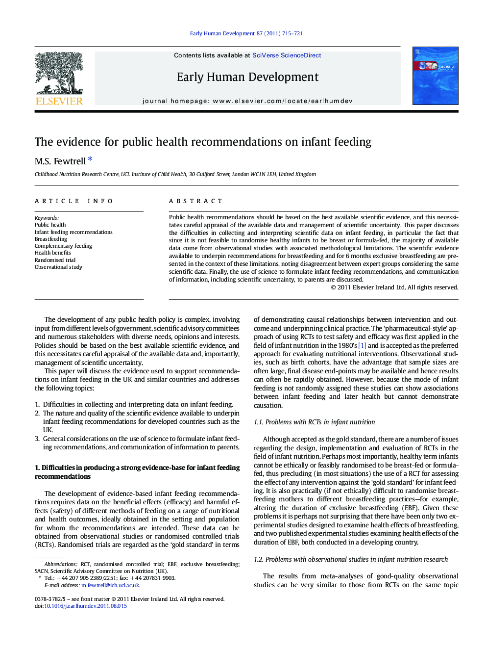 The evidence for public health recommendations on infant feeding