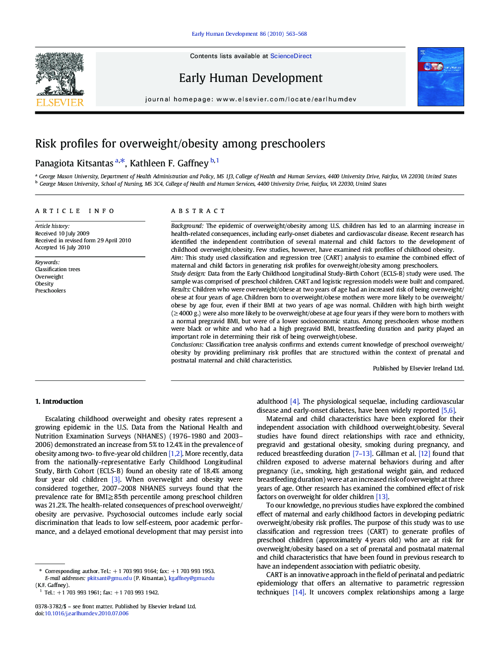 Risk profiles for overweight/obesity among preschoolers