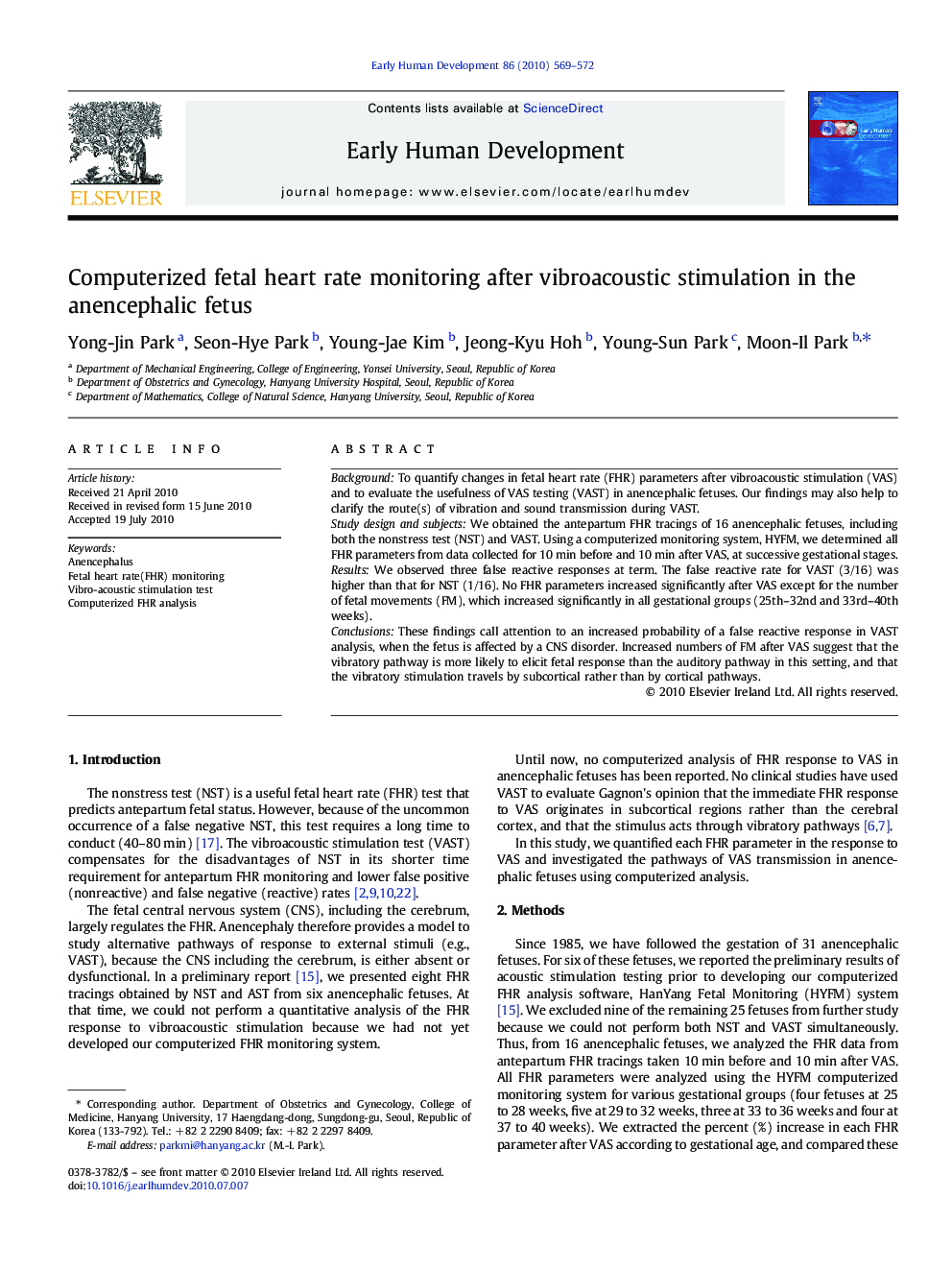 Computerized fetal heart rate monitoring after vibroacoustic stimulation in the anencephalic fetus